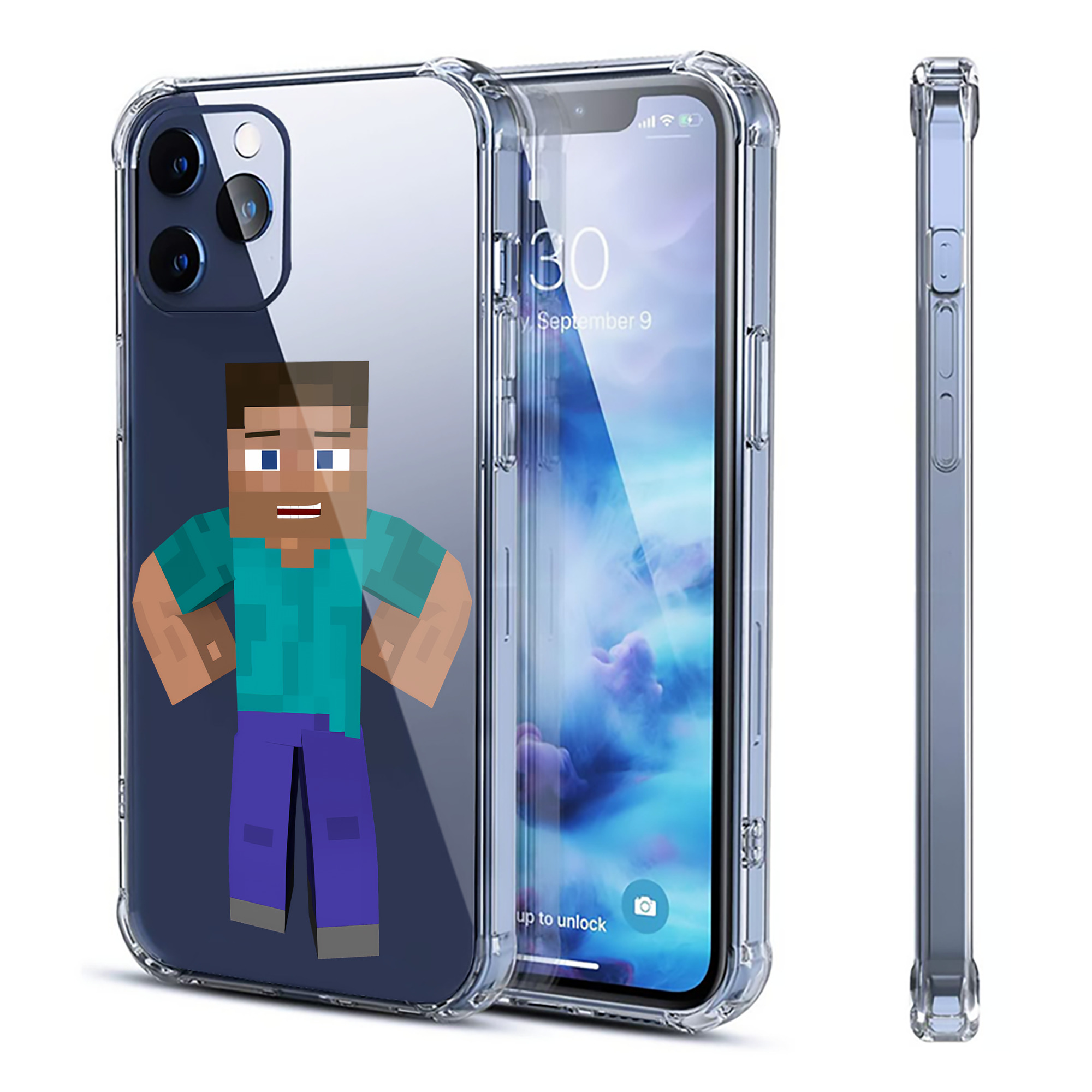 （画像用） マインクラフト ブロックの世界 Minecraft MC Block world 【iPhone 12シリーズ対応】透明スマホケース（クリアソフトケース）